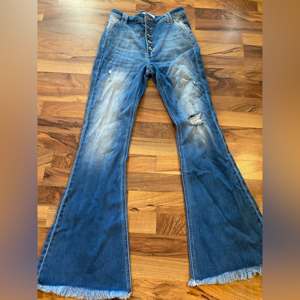 KanCan Distressed Flare Jeans